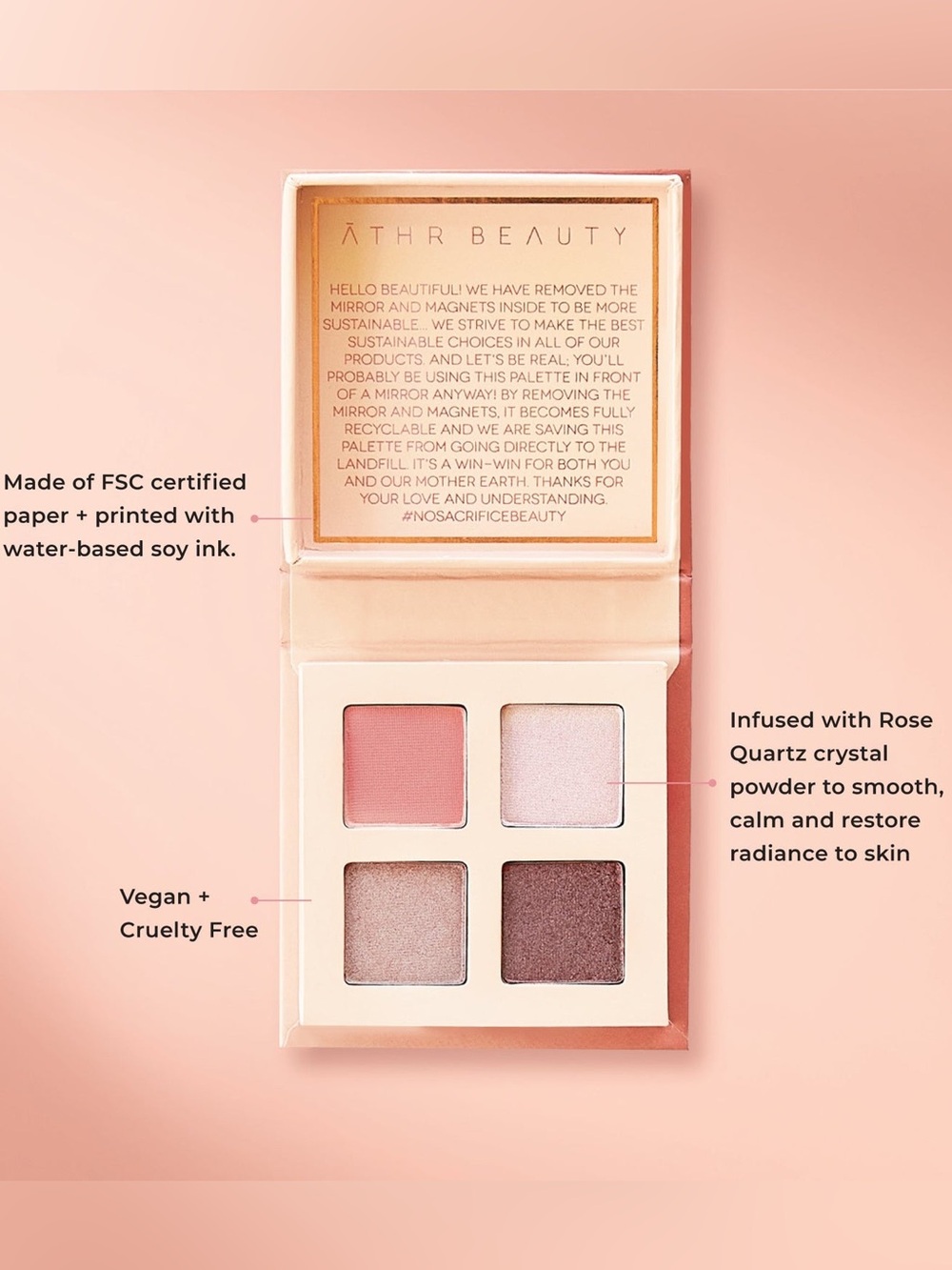 ATHR BEAUTY ROSE QUARTZ CRYSTAL EYESHADOW QUAD - Picture 2 of 6